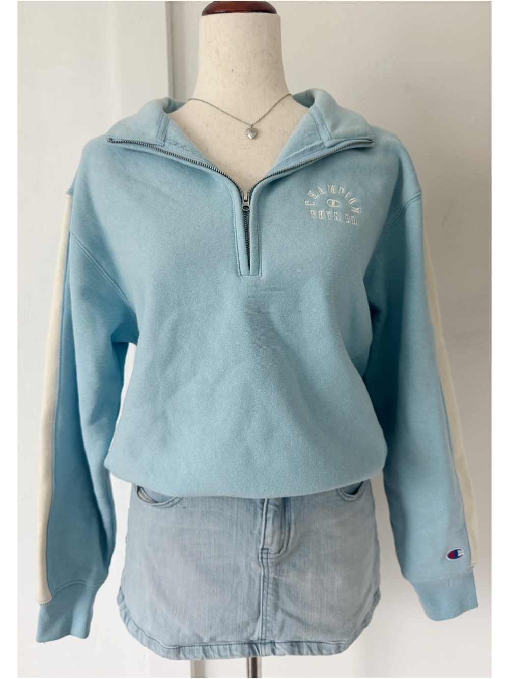 Champion Light Blue Quarter Zip Sweatshirt